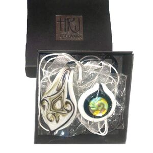HRJ Iceland Handmade Glass Pendant Choker Necklace Set whimsigoth vintage